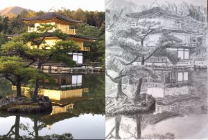 【受講生デッサン添削】風景画は距離感を意識して空間表現を演出しましょう